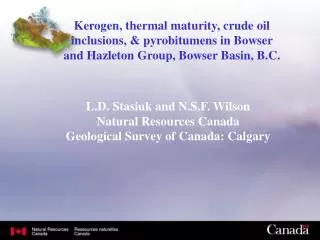 L.D. Stasiuk and N.S.F. Wilson Natural Resources Canada Geological Survey of Canada: Calgary