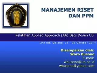 pelatihan applied approach aa bagi dosen ub