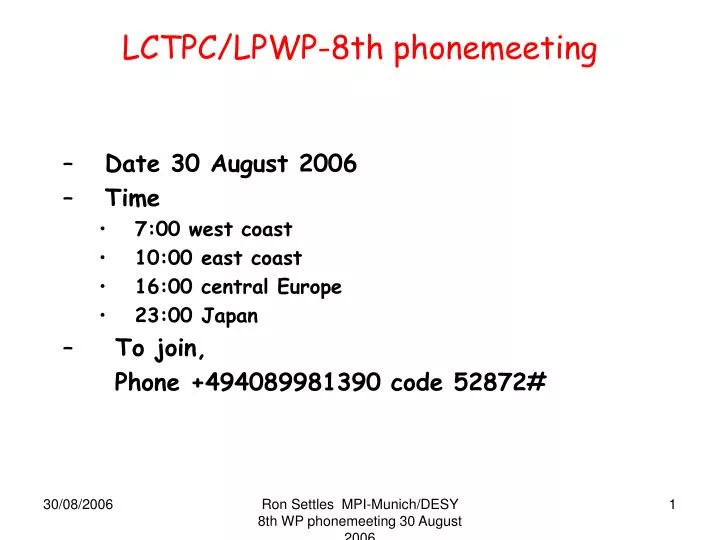 lctpc lpwp 8th phonemeeting