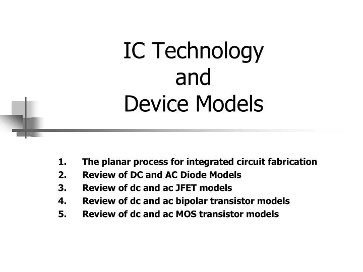 ic technology and device models