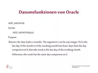 Datumsfunktionen von Oracle