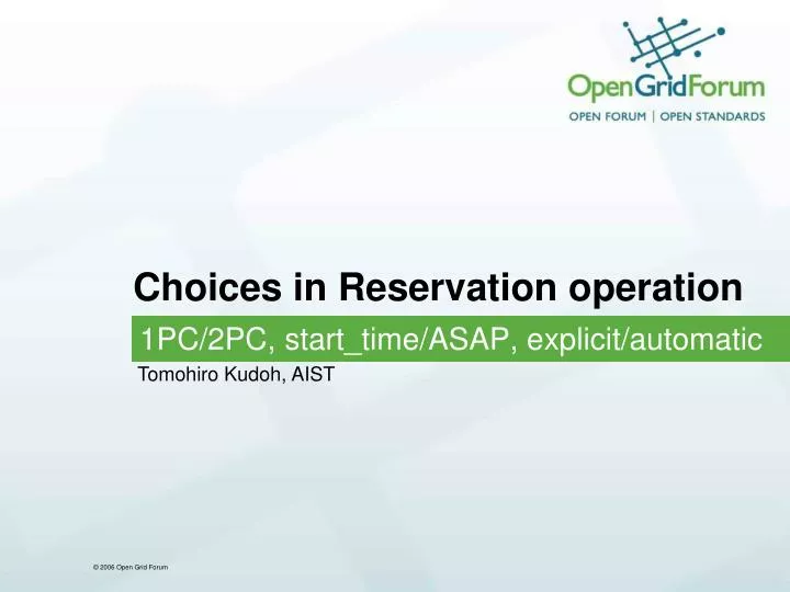choices in reservation operation