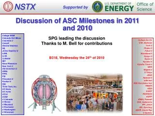 Discussion of ASC Milestones in 2011 and 2010