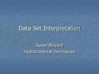 Data Set Interpretation