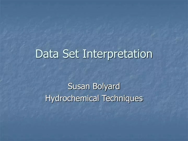 data set interpretation
