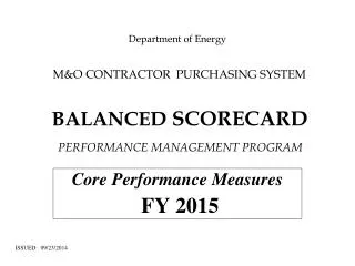 Core Performance Measures FY 2015