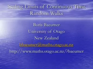 Scaling Limits of Continuous Time Random Walks