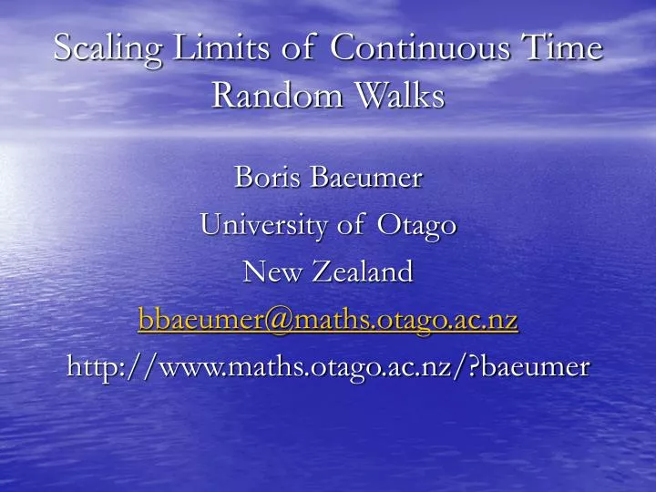 scaling limits of continuous time random walks