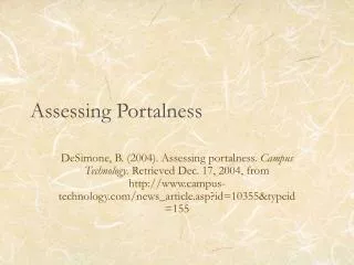 Assessing Portalness