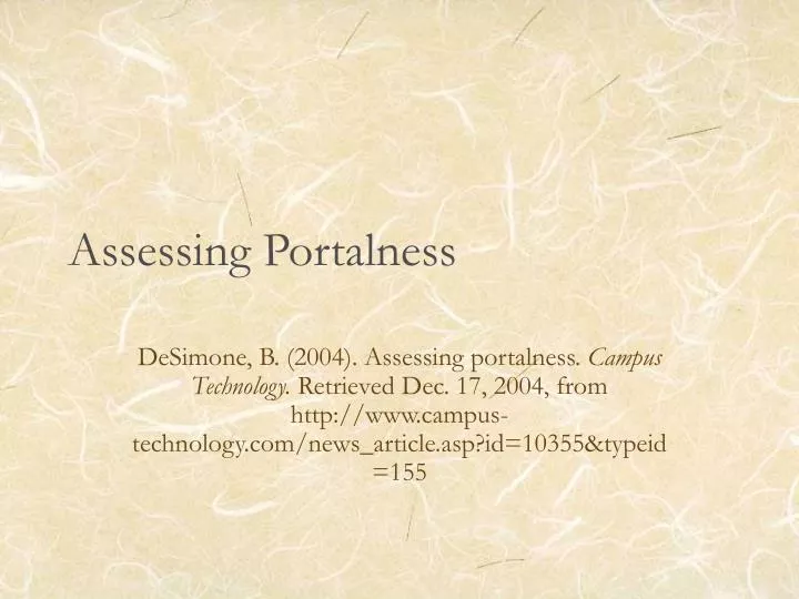 assessing portalness