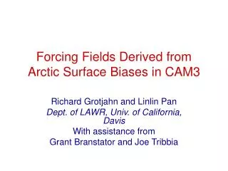 Forcing Fields Derived from Arctic Surface Biases in CAM3