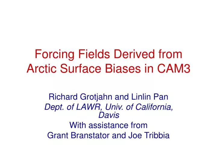 forcing fields derived from arctic surface biases in cam3