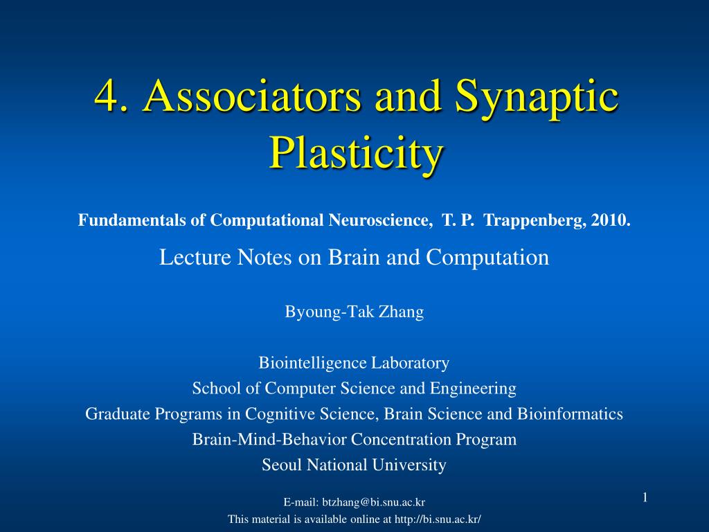 PPT - 4. Associators and Synaptic Plasticity PowerPoint Presentation ...