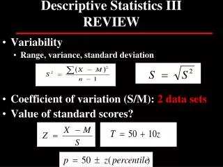 Descriptive Statistics III REVIEW