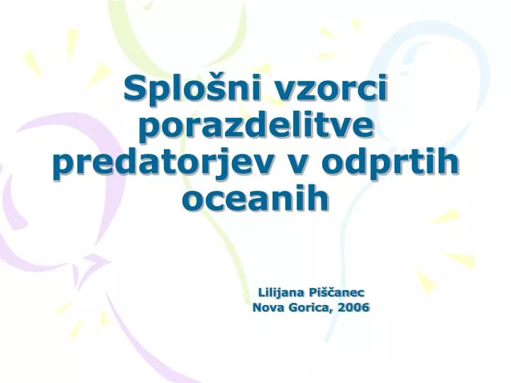 splo ni vzorci porazdelitve predatorjev v odprtih oceanih