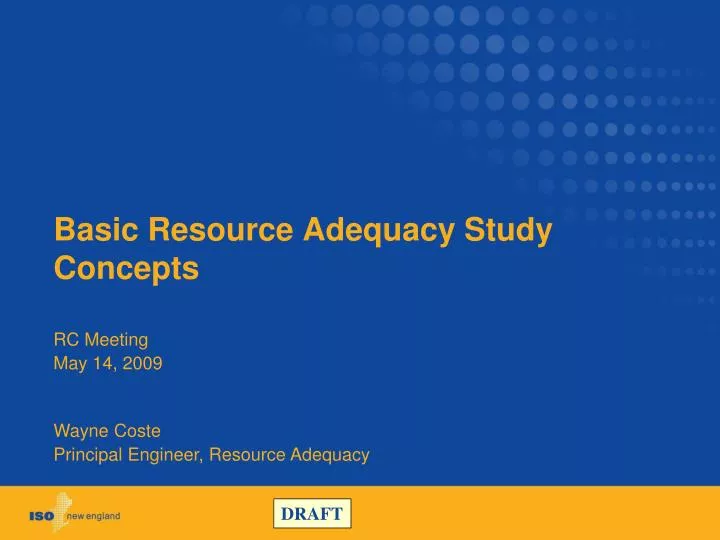 basic resource adequacy study concepts