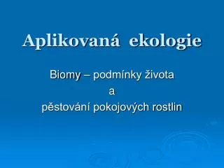 aplikovan ekologie