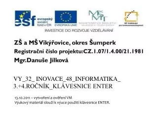 vy 32 inovace 48 informatika 3 4 ro n k kl vesnice enter
