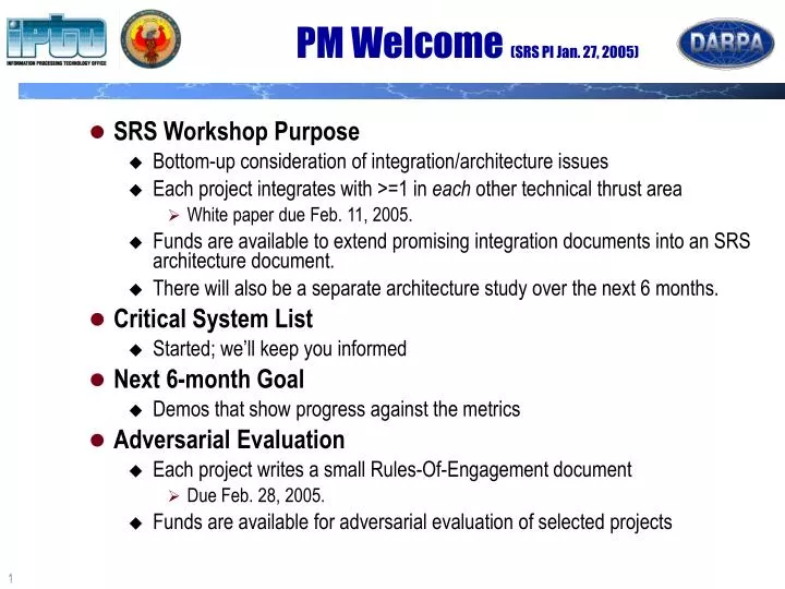 pm welcome srs pi jan 27 2005
