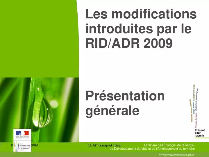 les modifications introduites par le rid adr 2009