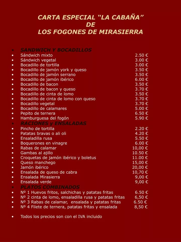 carta especial la caba a de los fogones de mirasierra