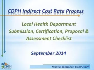 Local Health Department Submission, Certification, Proposal &amp; Assessment Checklist September 2014