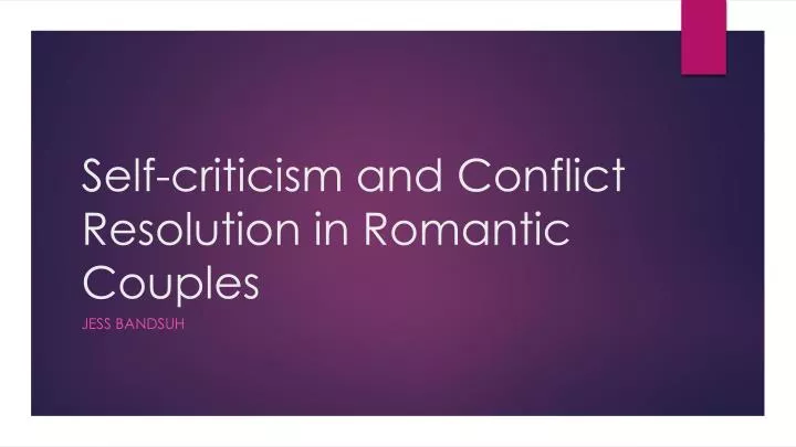 self criticism and conflict resolution in romantic couples