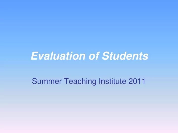evaluation of students