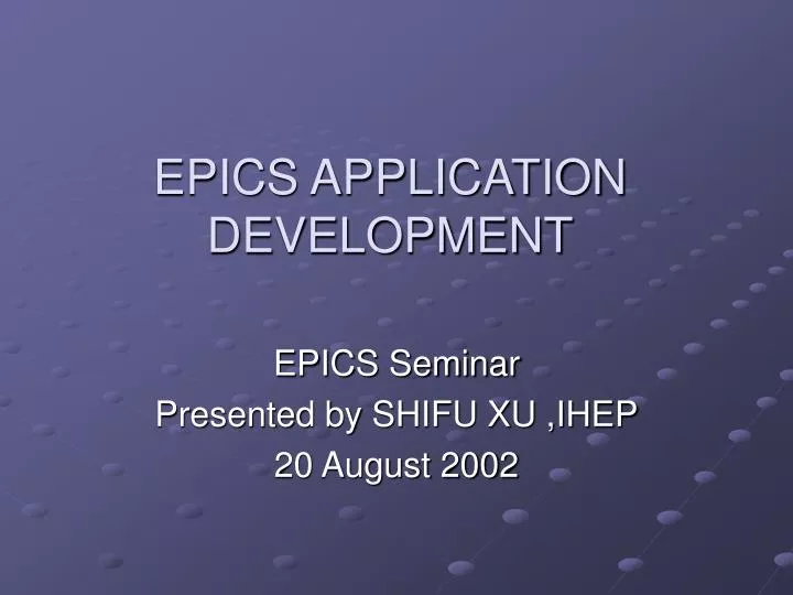 epics application development