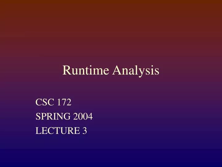 runtime analysis