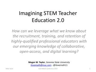 Imagining STEM Teacher Education 2.0