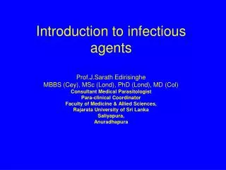 Introduction to infectious agents