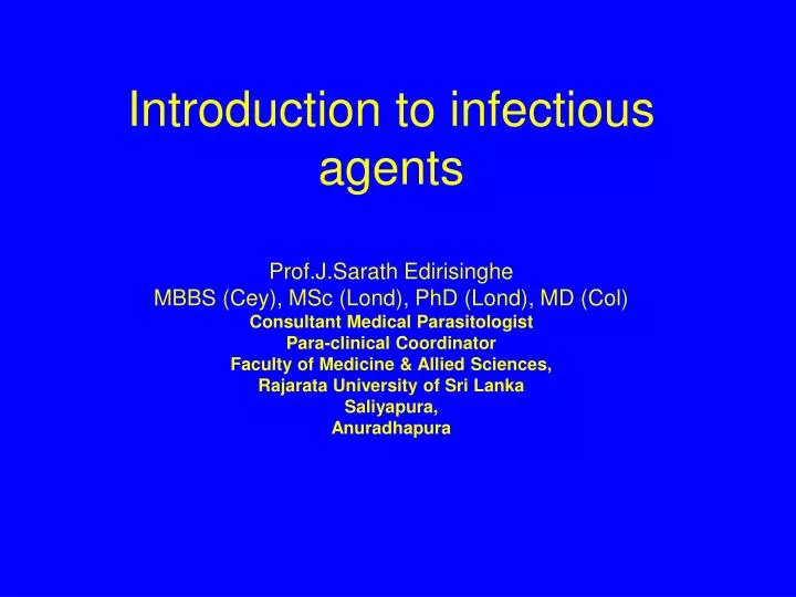 introduction to infectious agents