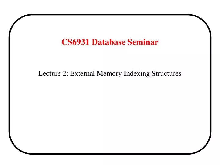 cs6931 database seminar