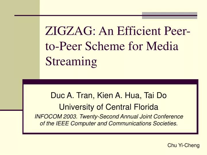 zigzag an efficient peer to peer scheme for media streaming