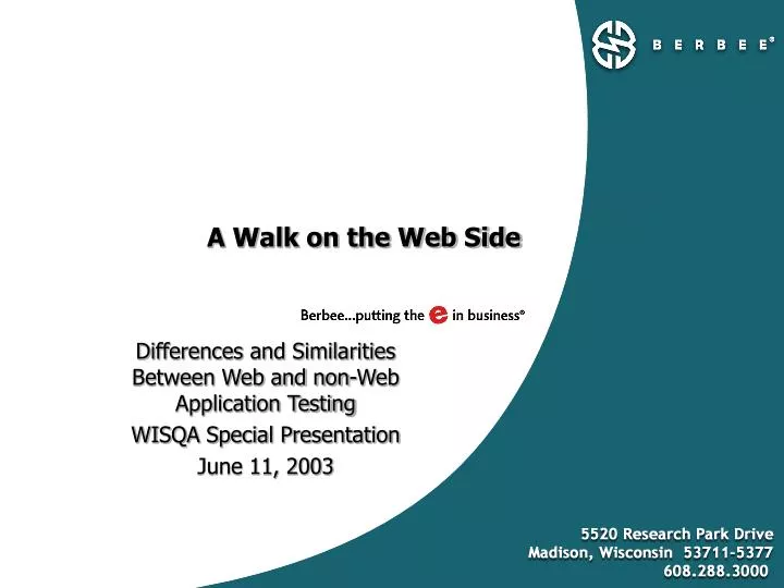 a walk on the web side