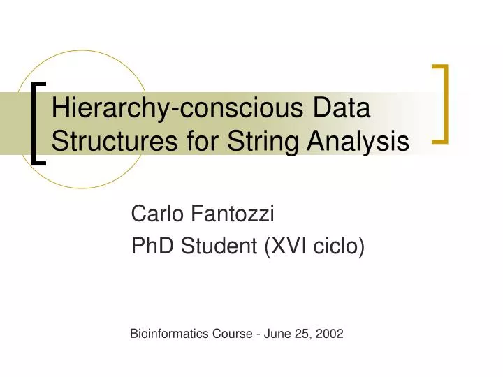 hierarchy conscious data structures for string analysis