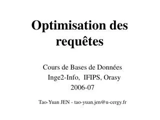 optimisation des requ tes