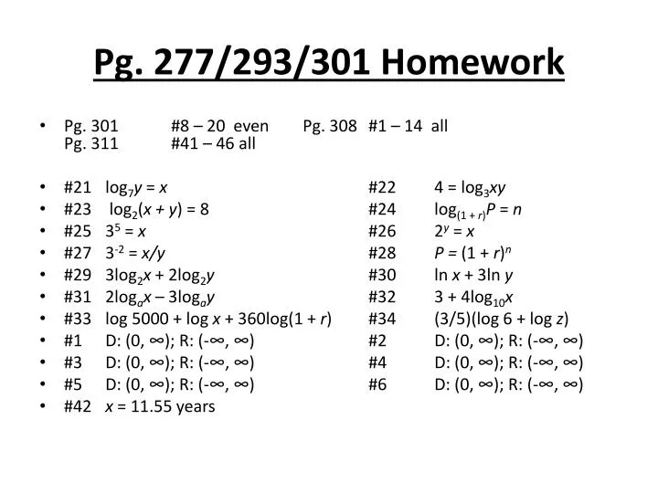 pg 277 293 301 homework