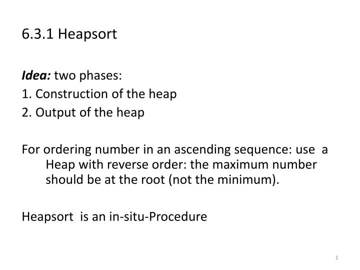 6 3 1 heapsort