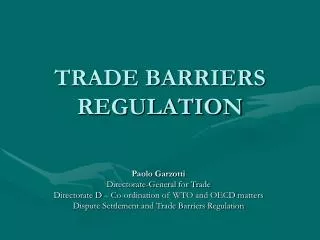 TRADE BARRIERS REGULATION