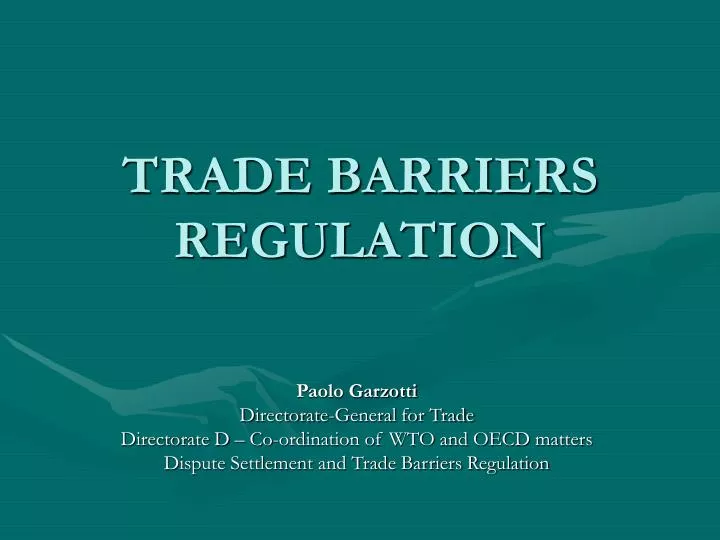 trade barriers regulation