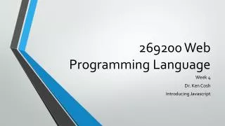 269200 Web Programming Language