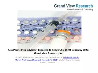 Asia Pacific Insulin Market Forecast To 2020.