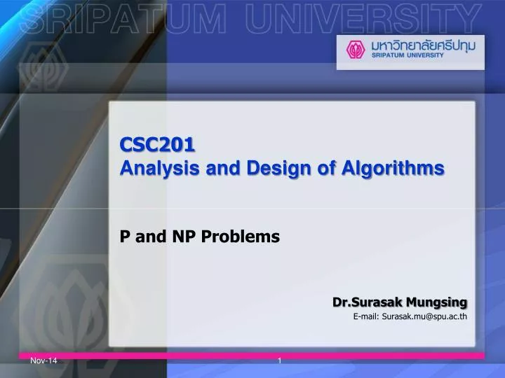 csc201 analysis and design of algorithms p and np problems