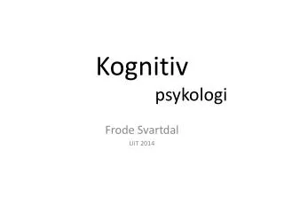 kognitiv psykologi