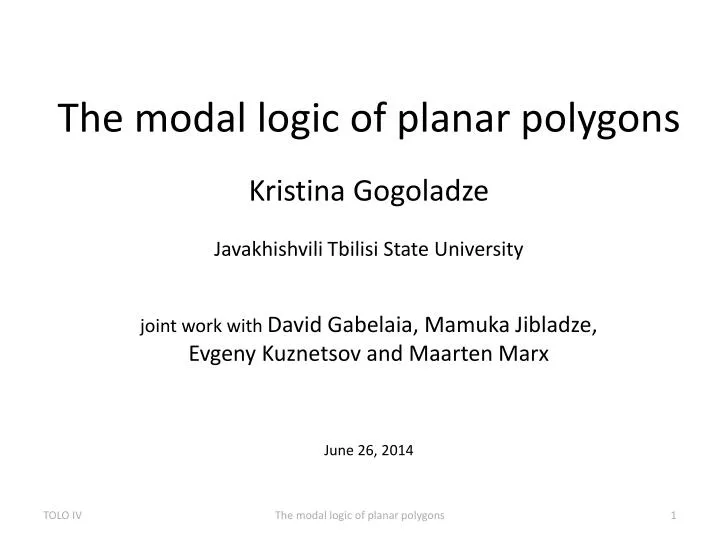 the modal logic of planar polygons