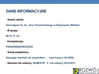 dane informacyjne