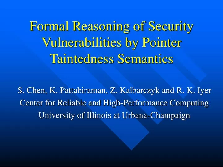 formal reasoning of security vulnerabilities by pointer taintedness semantics