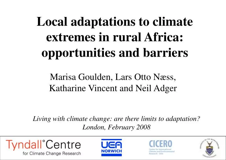 local adaptations to climate extremes in rural africa opportunities and barriers